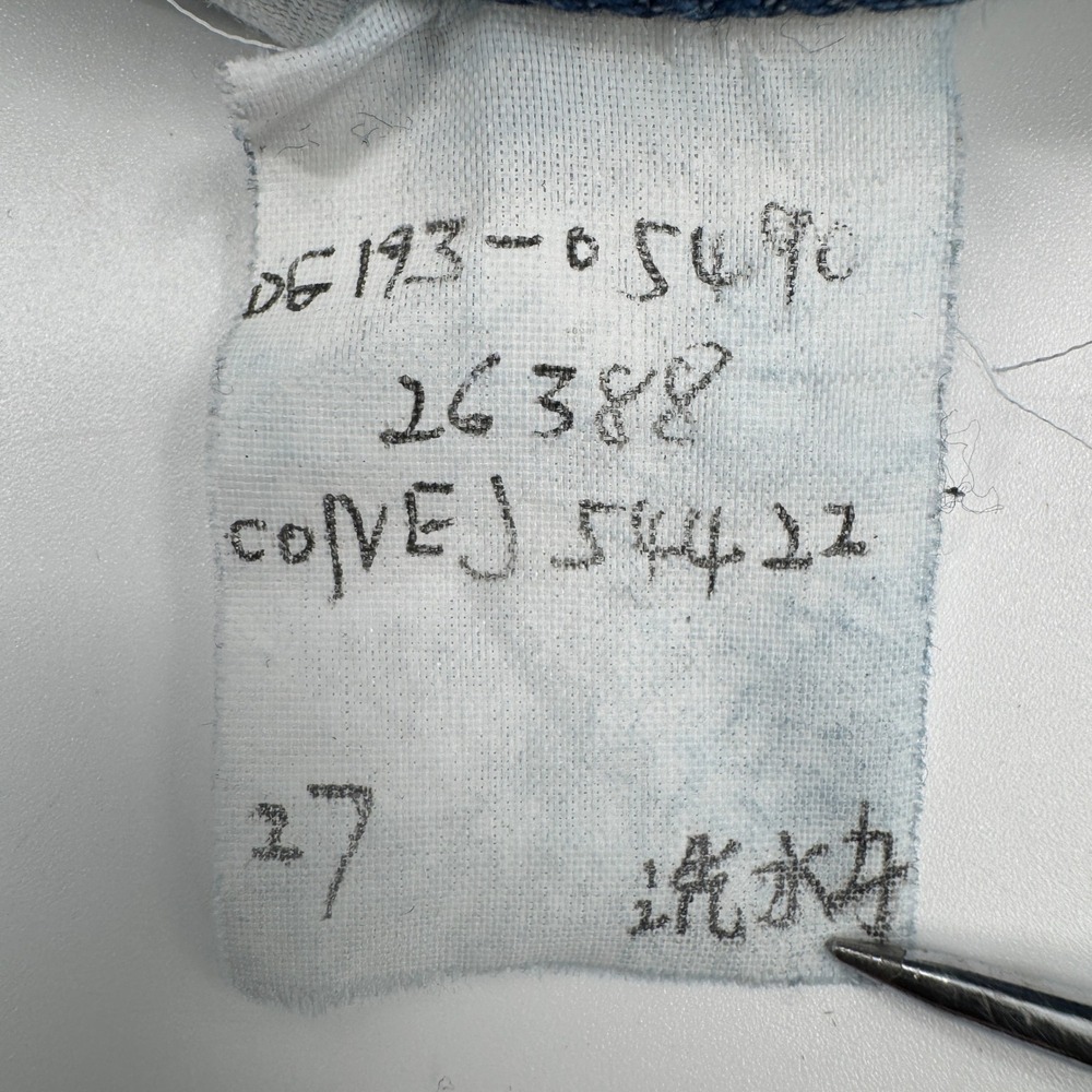Levis 544 Straight Distressed Medium Wash Denim Jeans Raw Hem Size 27 Sample Tag - Picture 5 of 16